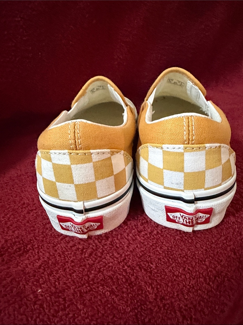 Vans Women’s Checkerboard Slip-On Sneakers - Yellow & White, unisex - Picture 3 of 5